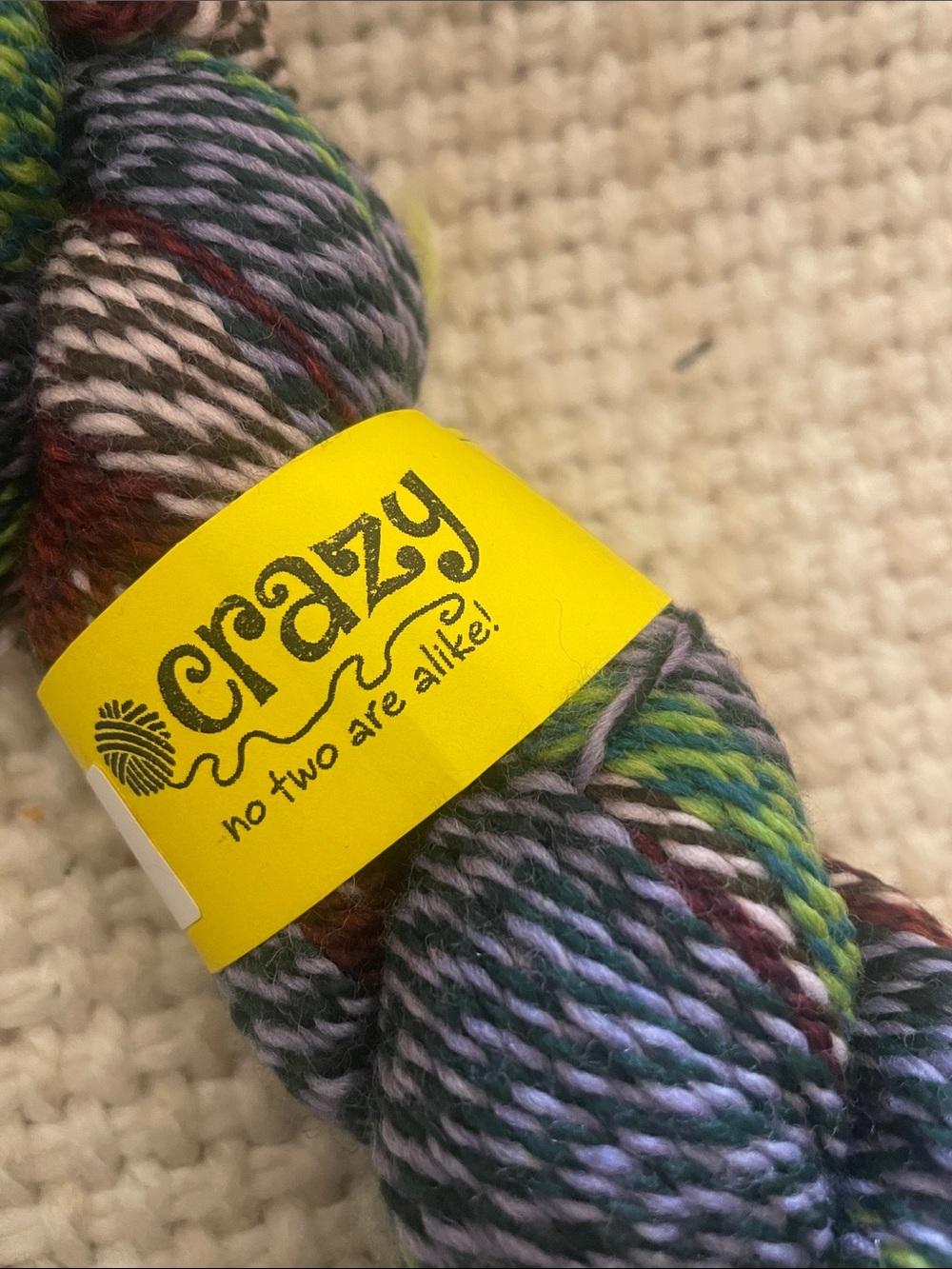 Hand-Dyed Multicolor Wool Yarn Skein - Green, Maroon, Gray, White - Picture 4 of 4